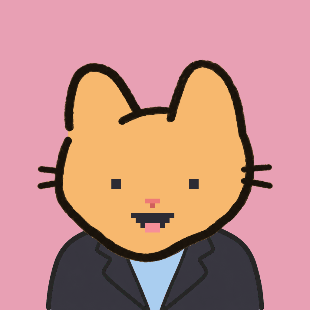 Employee #1836 — a tabby cat, in a black suit, on rose